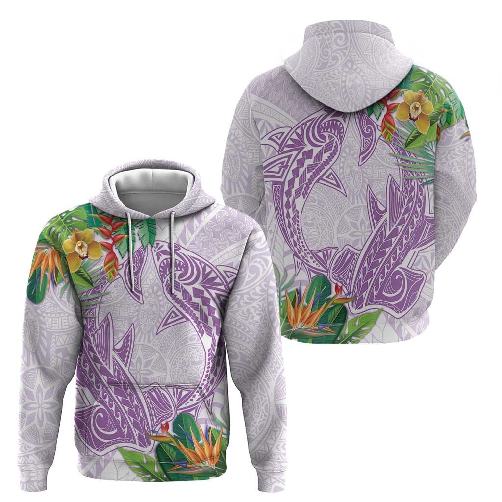 Polynesia Hoodie Sharks Duo Tropical Lavender LT7 - Polynesian Pride