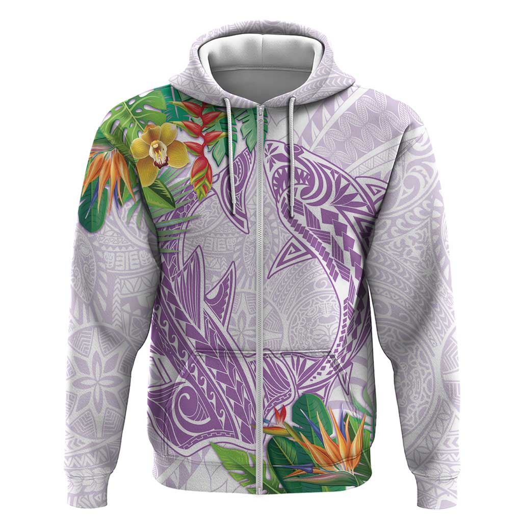Polynesia Hoodie Sharks Duo Tropical Lavender LT7 Zip Hoodie Lavender - Polynesian Pride