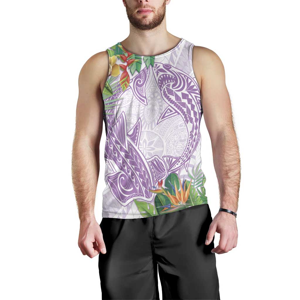 Polynesia Men Tank Top Sharks Duo Tropical Lavender LT7 - Polynesian Pride