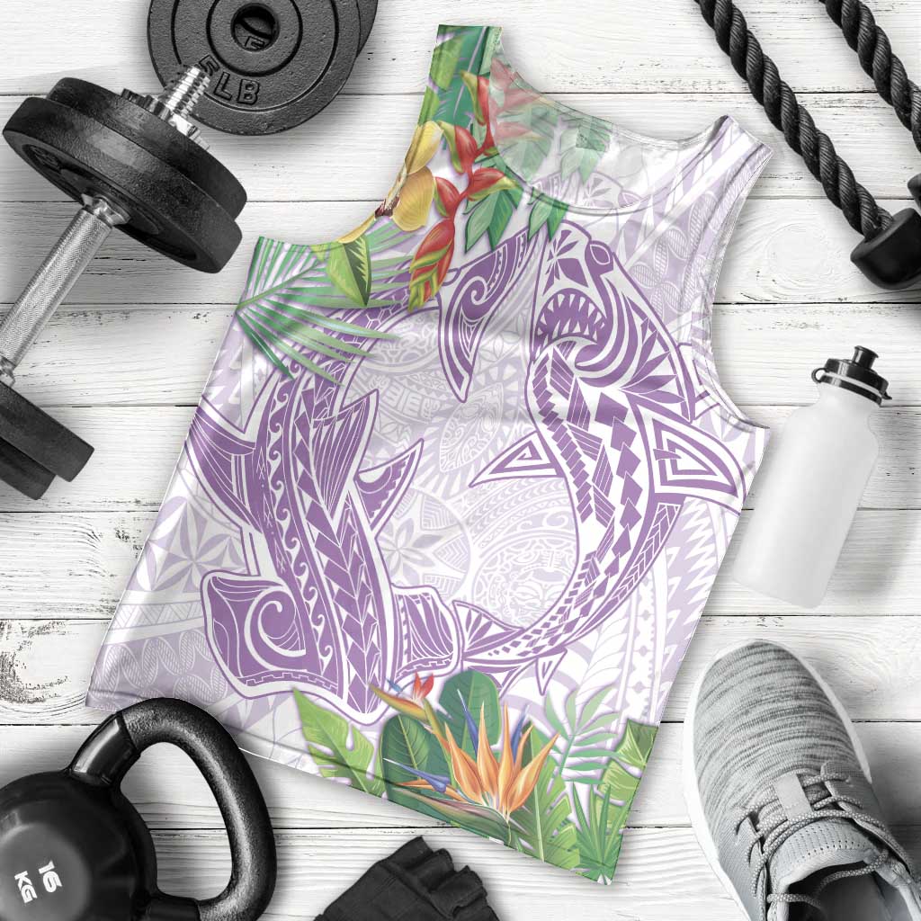 Polynesia Men Tank Top Sharks Duo Tropical Lavender LT7 - Polynesian Pride