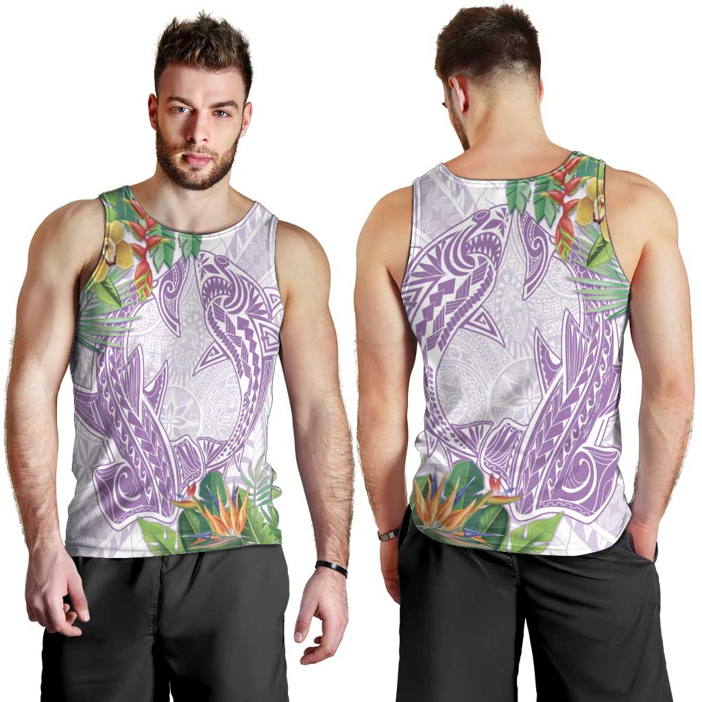 Polynesia Men Tank Top Sharks Duo Tropical Lavender LT7 - Polynesian Pride