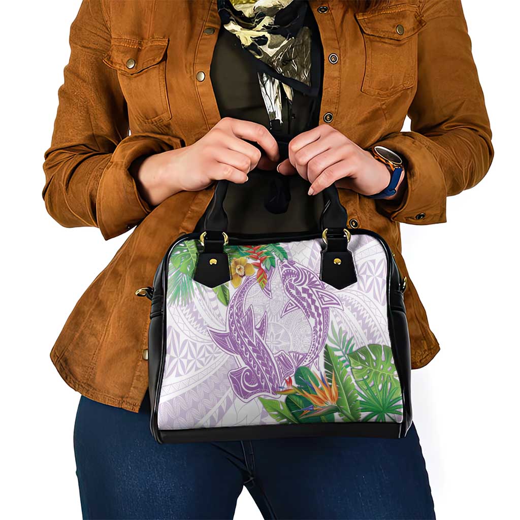 Polynesia Shoulder Handbag Sharks Duo Tropical Lavender LT7 - Polynesian Pride