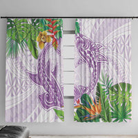 Polynesia Window Curtain Sharks Duo Tropical Lavender LT7 With Hooks Lavender - Polynesian Pride