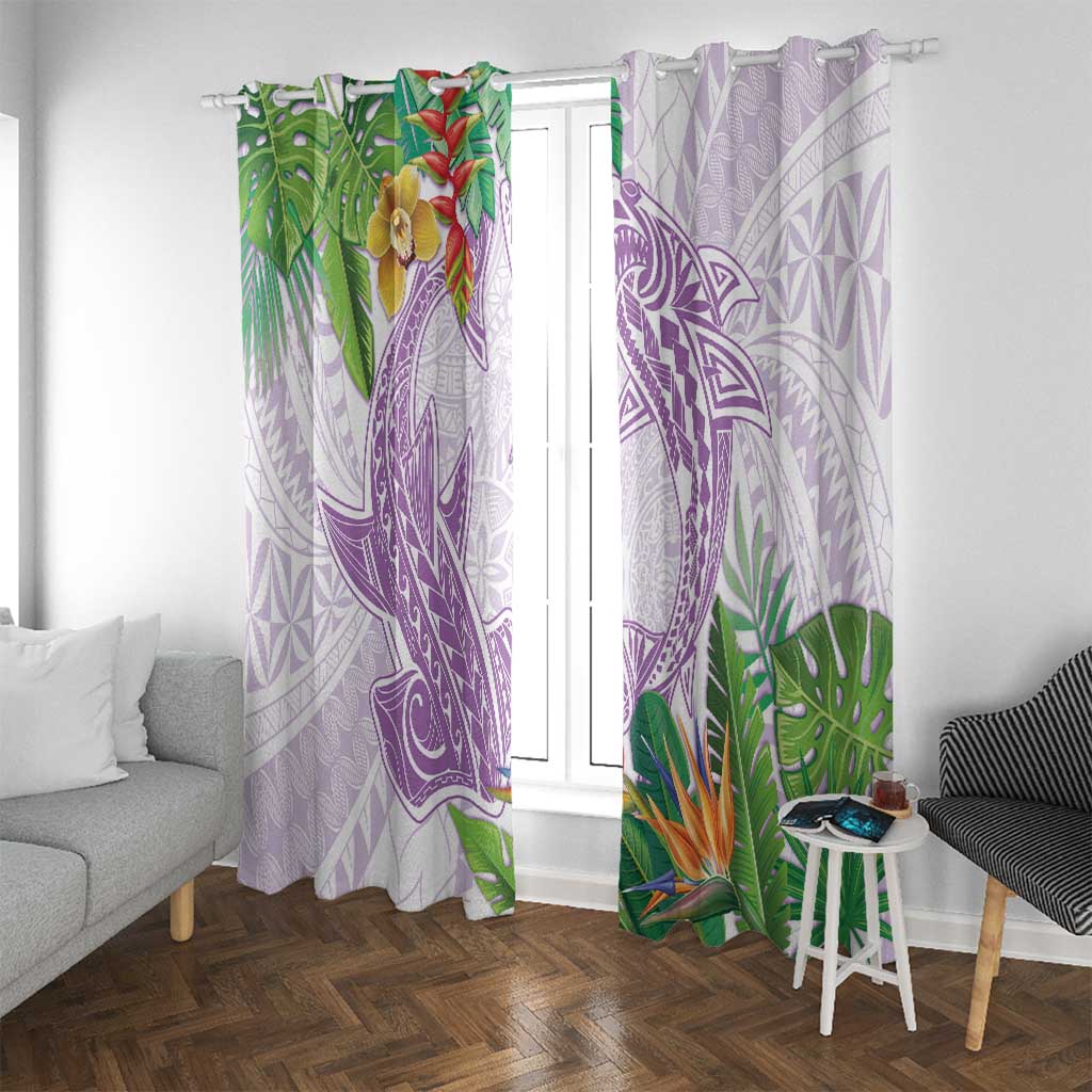 Polynesia Window Curtain Sharks Duo Tropical Lavender LT7 With Grommets Lavender - Polynesian Pride