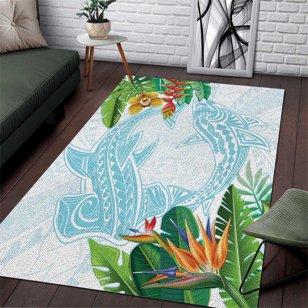 Polynesia Area Rug Sharks Duo Tropical Turquoise LT7 Turquoise - Polynesian Pride
