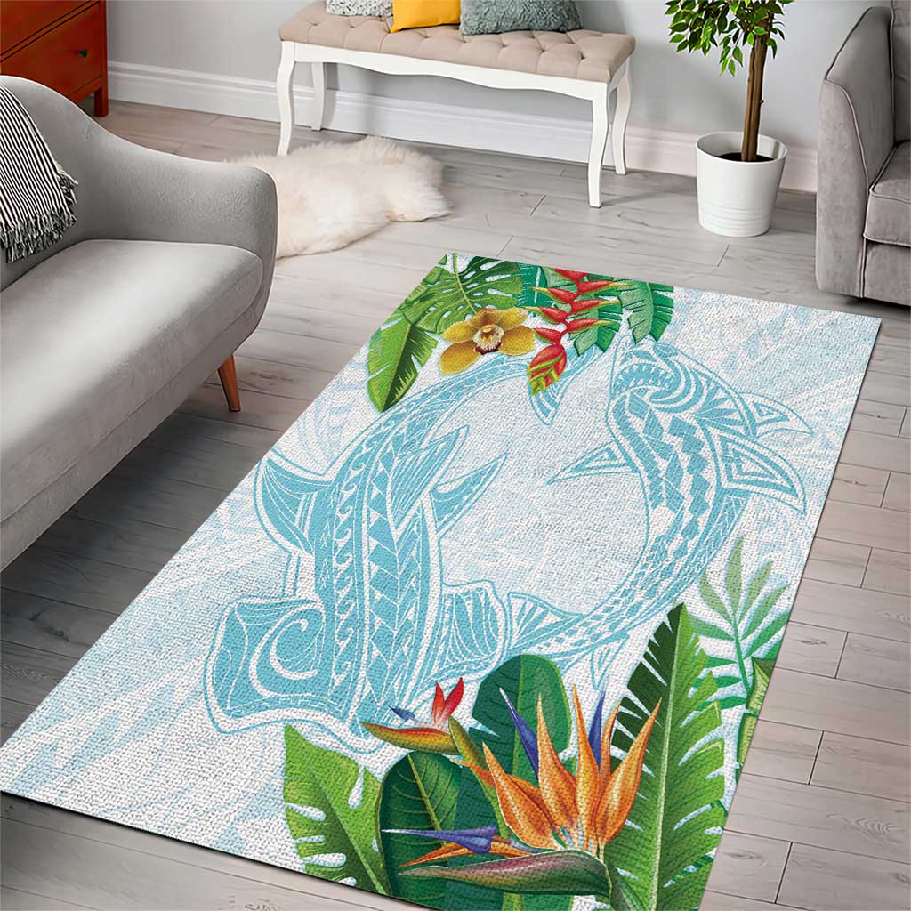 Polynesia Area Rug Sharks Duo Tropical Turquoise LT7 - Polynesian Pride