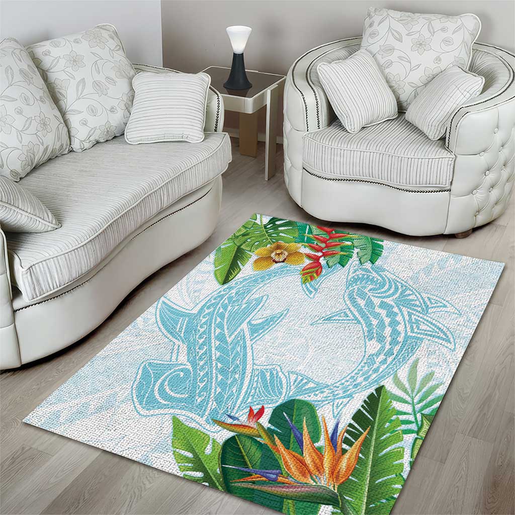 Polynesia Area Rug Sharks Duo Tropical Turquoise LT7 - Polynesian Pride