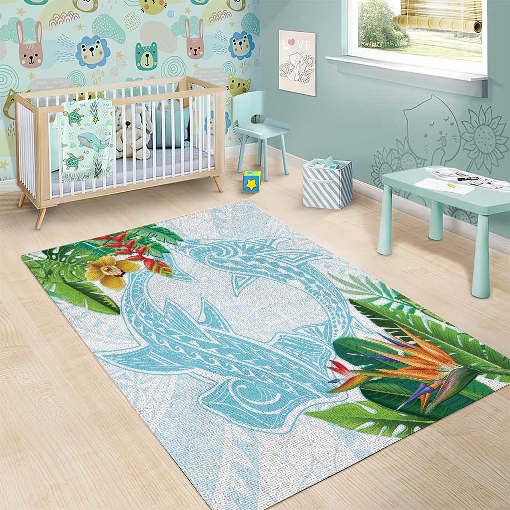 Polynesia Area Rug Sharks Duo Tropical Turquoise LT7 - Polynesian Pride