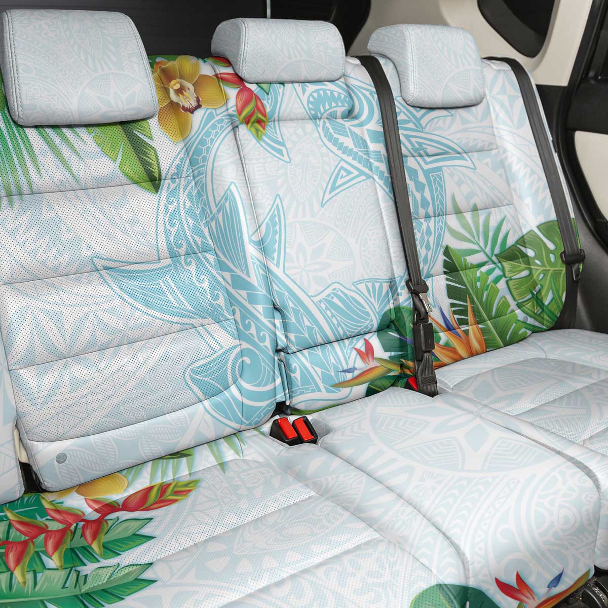 Polynesia Back Car Seat Cover Sharks Duo Tropical Turquoise LT7 - Polynesian Pride