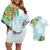 Polynesia Couples Matching Off Shoulder Short Dress and Hawaiian Shirt Sharks Duo Tropical Turquoise