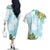 Polynesia Couples Matching Off The Shoulder Long Sleeve Dress and Hawaiian Shirt Sharks Duo Tropical Turquoise