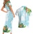 Polynesia Couples Matching Short Sleeve Bodycon Dress and Hawaiian Shirt Sharks Duo Tropical Turquoise