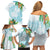 Polynesia Family Matching Off Shoulder Short Dress and Hawaiian Shirt Sharks Duo Tropical Turquoise