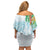 Polynesia Family Matching Off Shoulder Short Dress and Hawaiian Shirt Sharks Duo Tropical Turquoise