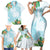 Polynesia Family Matching Short Sleeve Bodycon Dress and Hawaiian Shirt Sharks Duo Tropical Turquoise