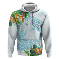 Polynesia Hoodie Sharks Duo Tropical Turquoise LT7 Zip Hoodie Turquoise - Polynesian Pride