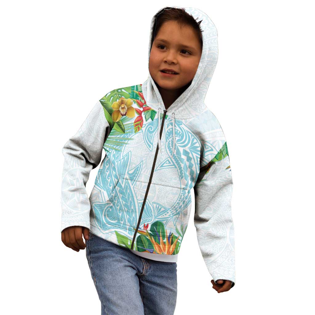 Polynesia Kid Hoodie Sharks Duo Tropical Turquoise LT7 - Polynesian Pride