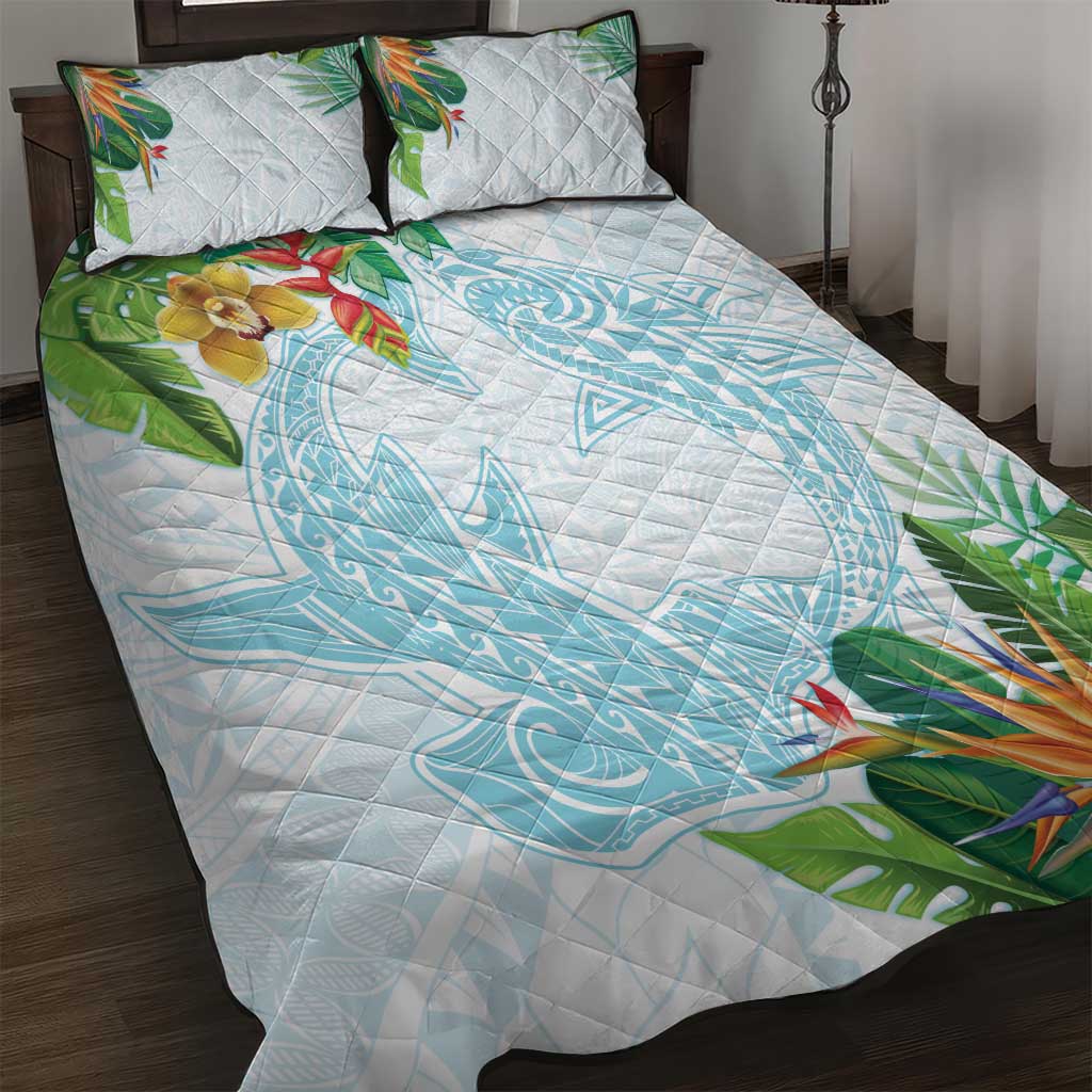 Polynesia Quilt Bed Set Sharks Duo Tropical Turquoise LT7 Turquoise - Polynesian Pride