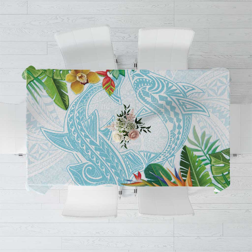 Polynesia Tablecloth Sharks Duo Tropical Turquoise LT7 Turquoise - Polynesian Pride
