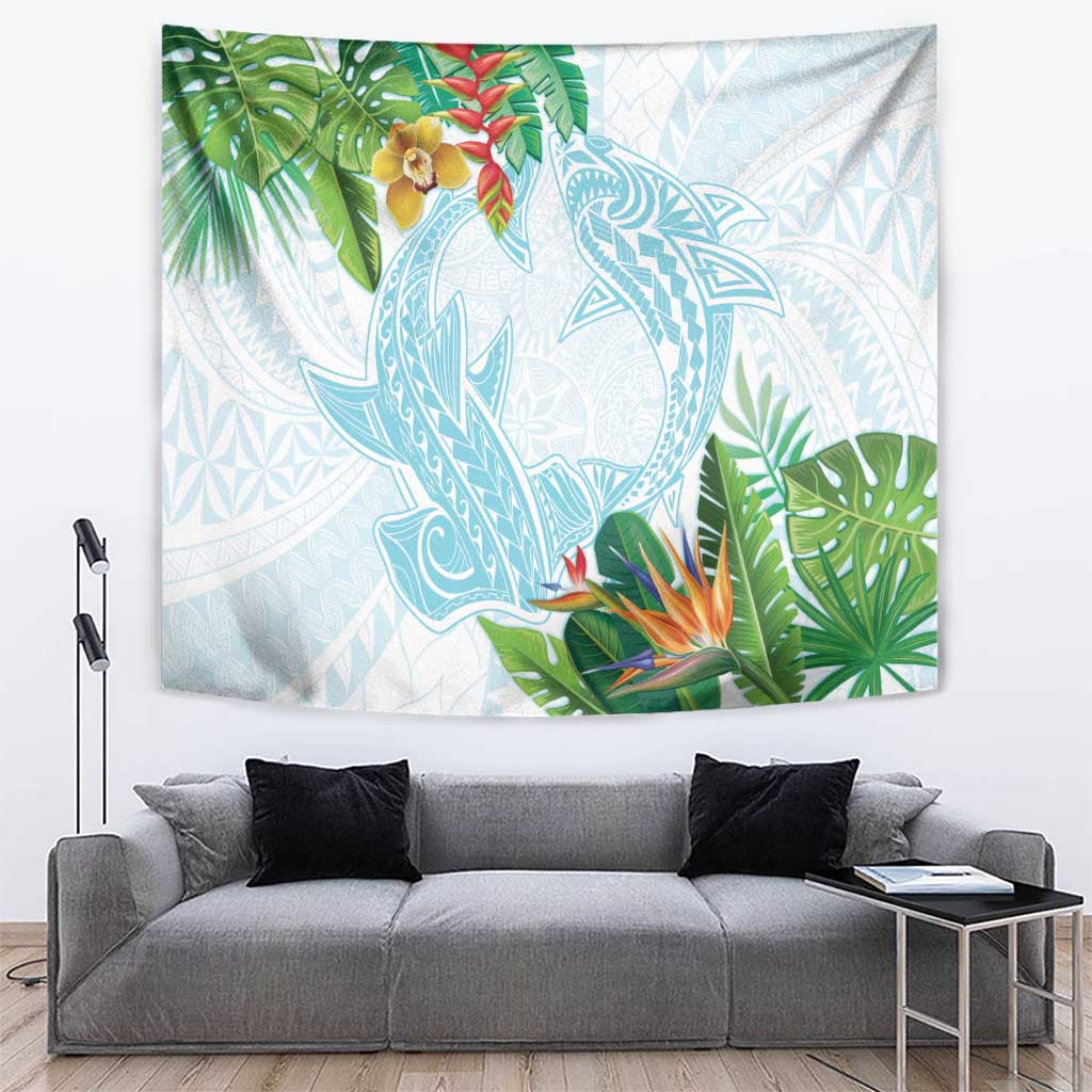 Polynesia Tapestry Sharks Duo Tropical Turquoise LT7 Turquoise - Polynesian Pride