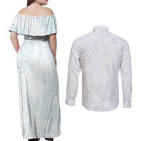Polynesia Couples Matching Off Shoulder Maxi Dress and Long Sleeve Button Shirt Sharks Duo Tropical Off White LT7 - Polynesian Pride