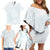 Polynesia Family Matching Off Shoulder Short Dress and Hawaiian Shirt Sharks Duo Tropical Off White