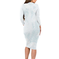 Polynesia Long Sleeve Bodycon Dress Sharks Duo Tropical Off White LT7 - Polynesian Pride