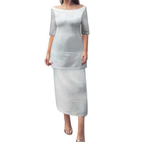Polynesia Puletasi Sharks Duo Tropical Off White LT7 Long Dress White - Polynesian Pride