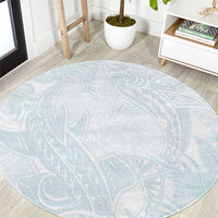 Polynesia Round Carpet Sharks Duo Tropical Off White LT7 White - Polynesian Pride