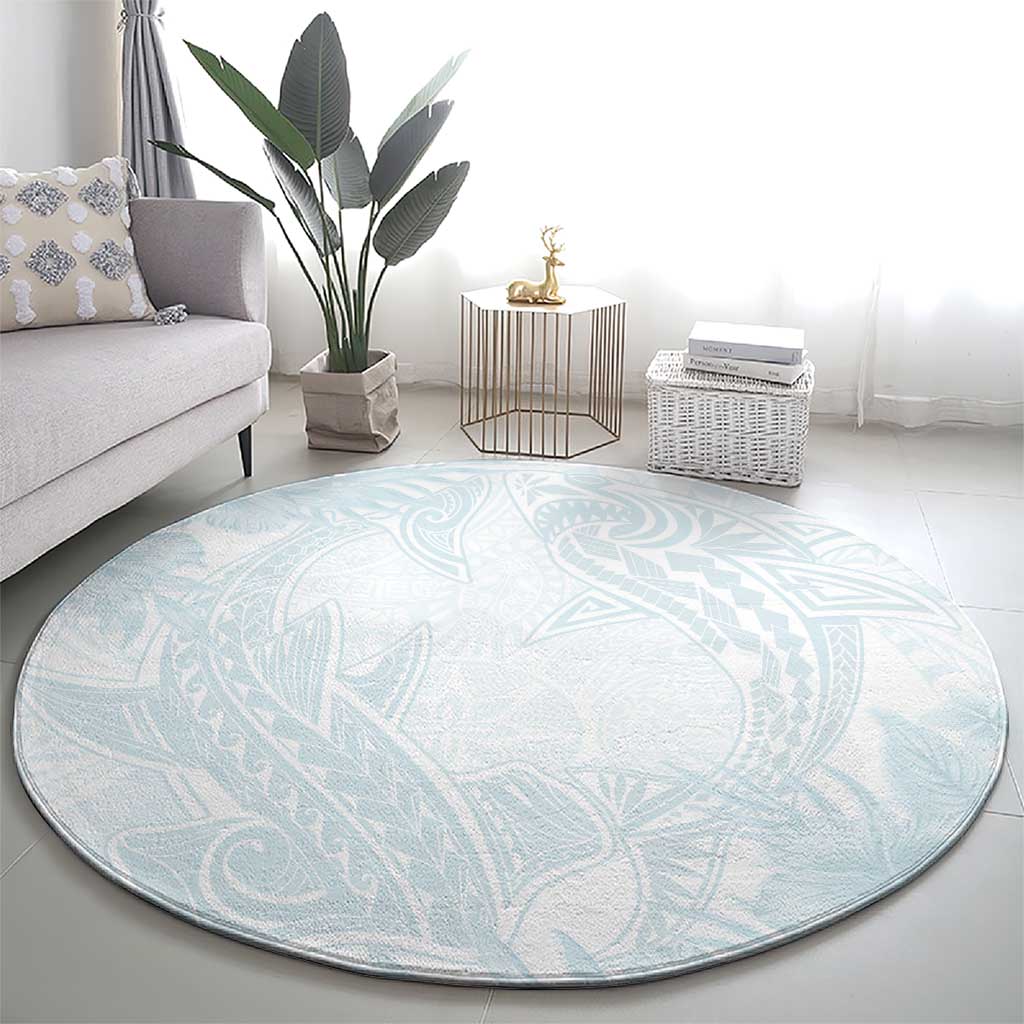 Polynesia Round Carpet Sharks Duo Tropical Off White LT7 - Polynesian Pride