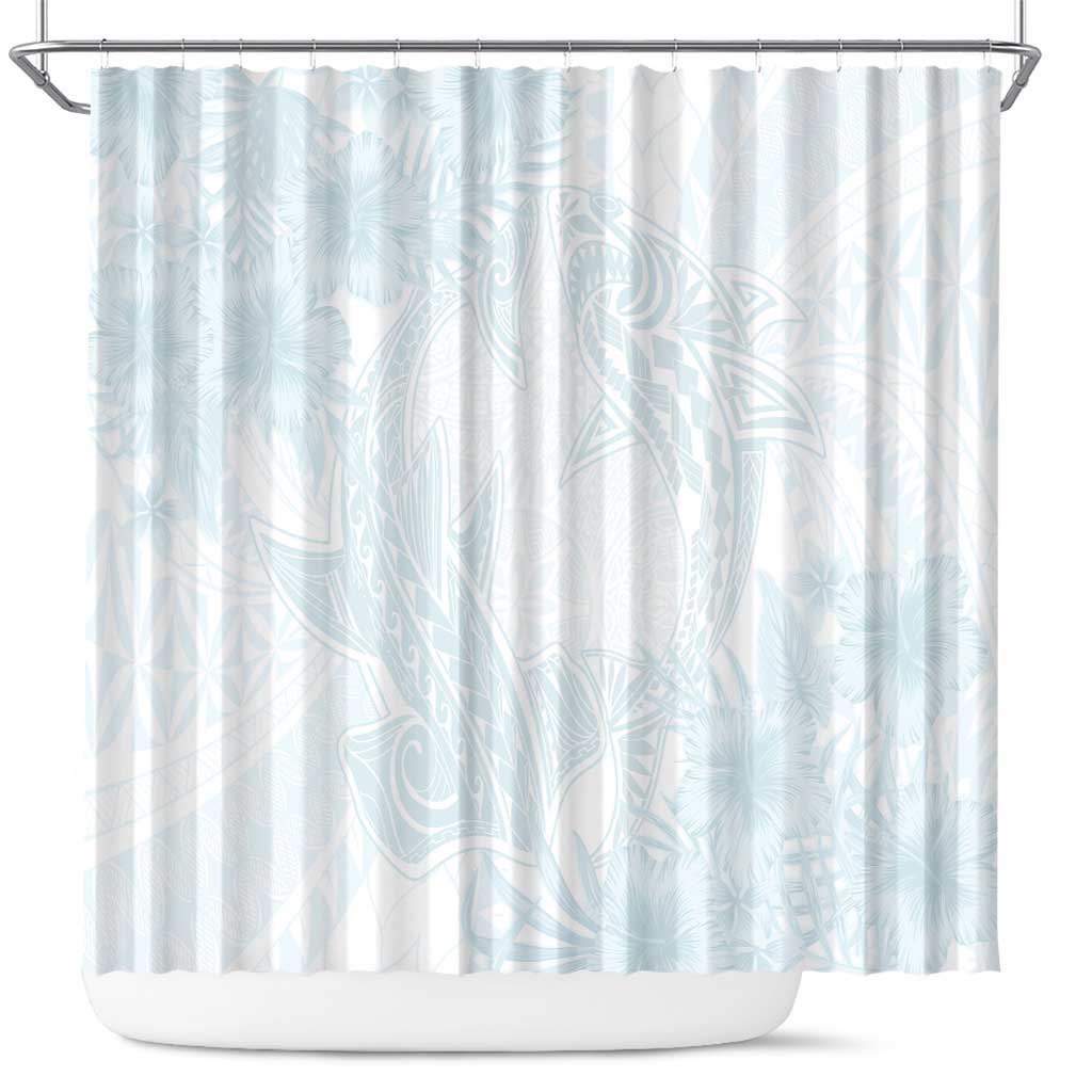 Polynesia Shower Curtain Sharks Duo Tropical Off White