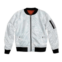 Polynesia Sleeve Zip Bomber Jacket Sharks Duo Tropical Off White LT7 Unisex White - Polynesian Pride