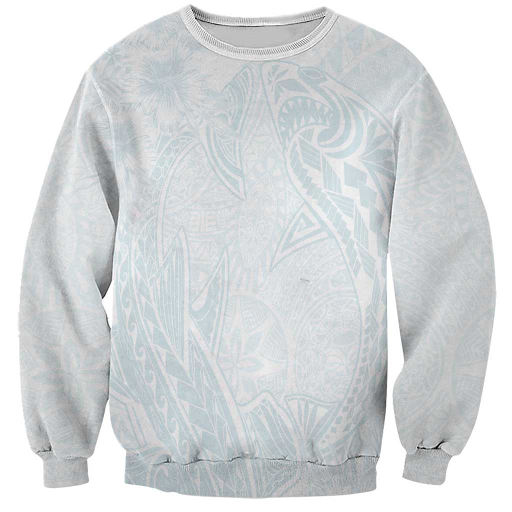 Polynesia Sweatshirt Sharks Duo Tropical Off White LT7 Unisex White - Polynesian Pride