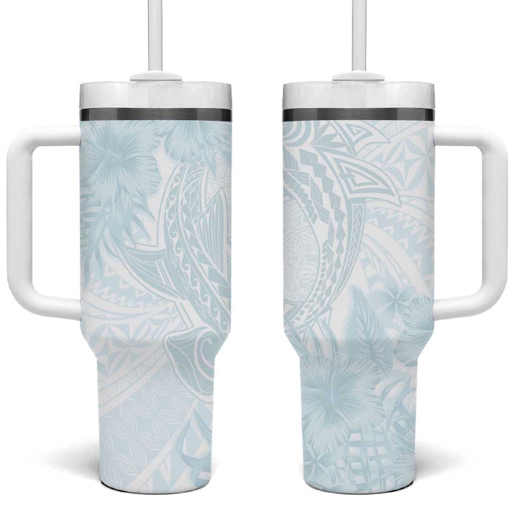 Polynesia Tumbler With Handle Sharks Duo Tropical Off White LT7 One Size: 40 oz White - Polynesian Pride