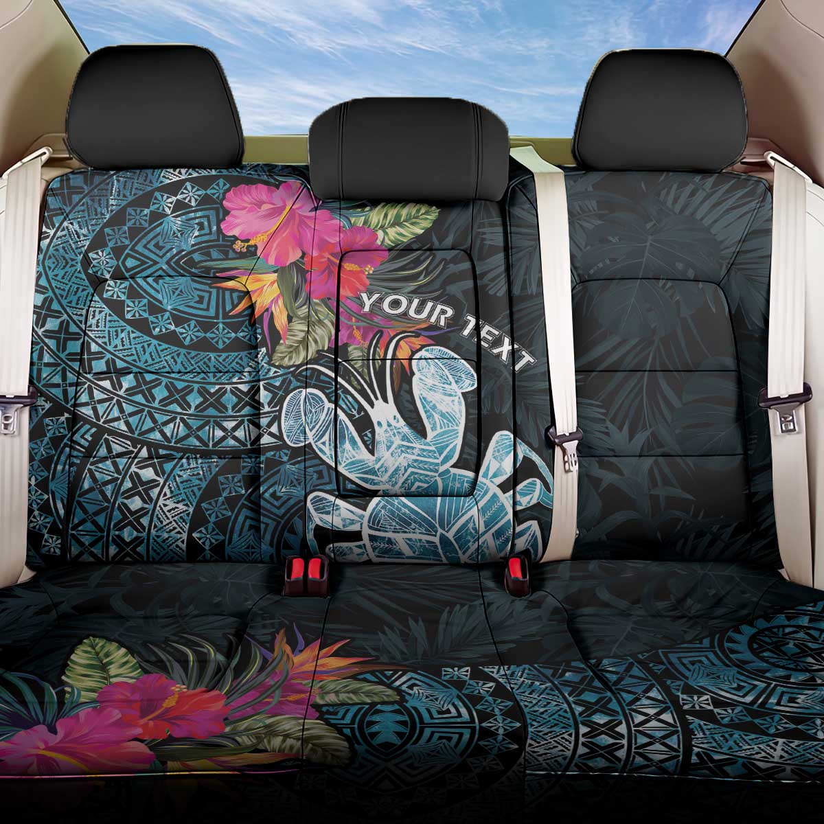 Niue Personalised Back Car Seat Cover Hiapo Mix Coconut Crab LT7 One Size Art - Polynesian Pride