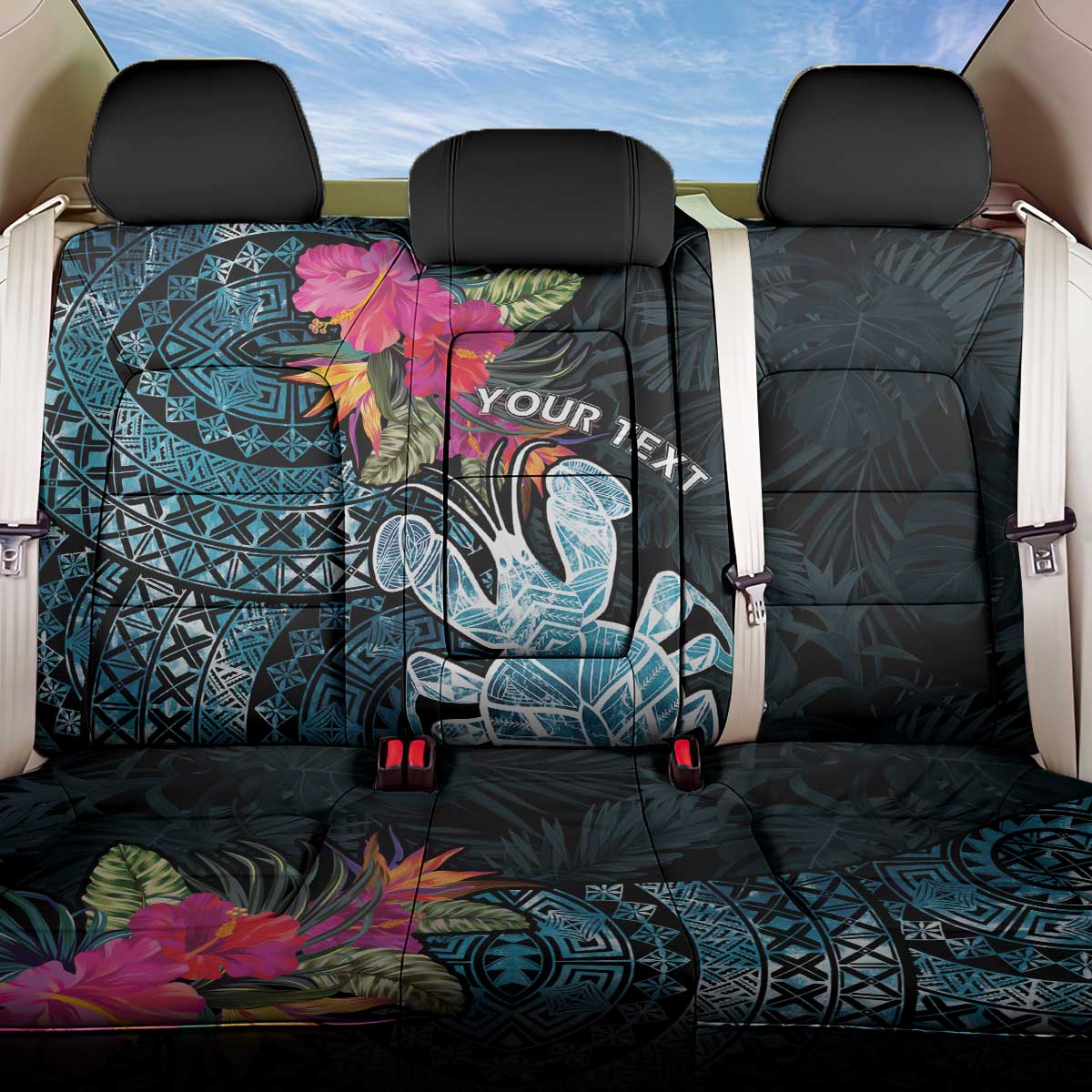 Niue Personalised Back Car Seat Cover Hiapo Mix Coconut Crab