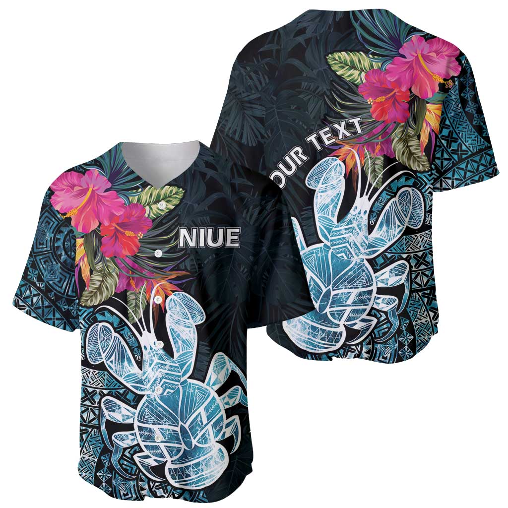 Niue Personalised Baseball Jersey Hiapo Mix Coconut Crab LT7 - Polynesian Pride