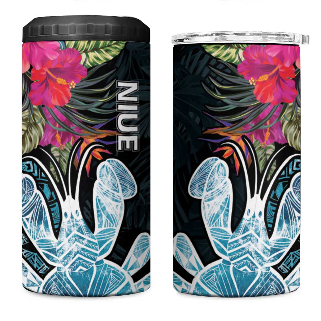 Niue 4 in 1 Can Cooler Tumbler Hiapo Mix Coconut Crab LT7 One Size: 16 oz Art - Polynesian Pride