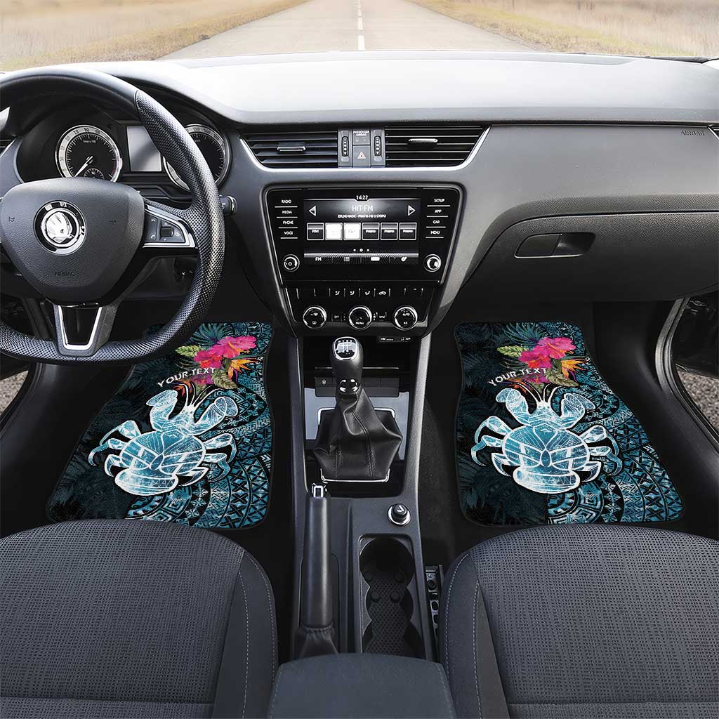 Niue Personalised Car Mats Hiapo Mix Coconut Crab LT7 Set 2pcs - Front Art - Polynesian Pride