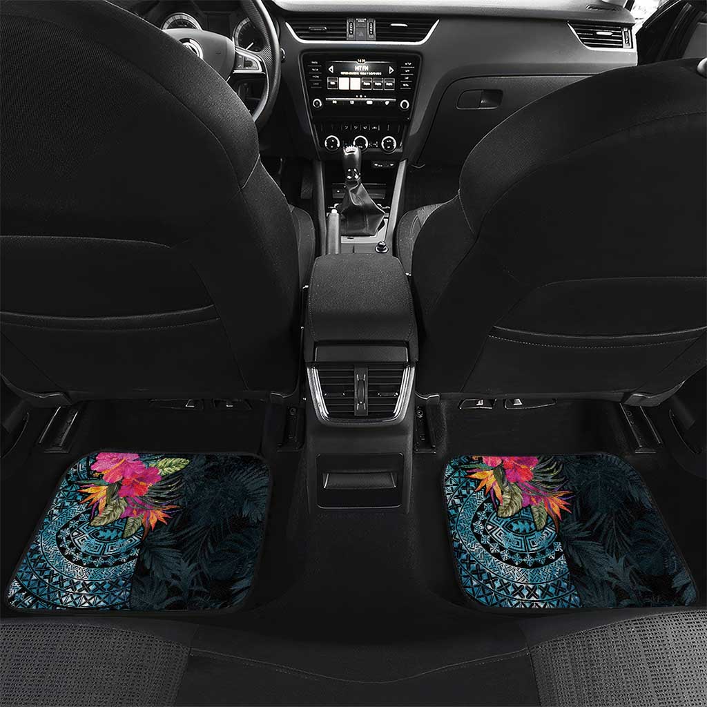 Niue Personalised Car Mats Hiapo Mix Coconut Crab LT7 Set 2pcs - Back Art - Polynesian Pride