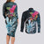 Niue Personalised Couples Matching Long Sleeve Bodycon Dress and Long Sleeve Button Shirt Hiapo Mix Coconut Crab