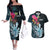 Niue Personalised Couples Matching Off The Shoulder Long Sleeve Dress and Hawaiian Shirt Hiapo Mix Coconut Crab