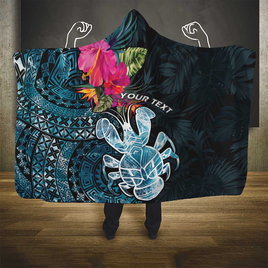 Niue Personalised Hooded Blanket Hiapo Mix Coconut Crab LT7 - Polynesian Pride