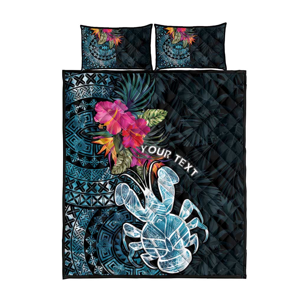 Niue Personalised Quilt Bed Set Hiapo Mix Coconut Crab LT7 - Polynesian Pride