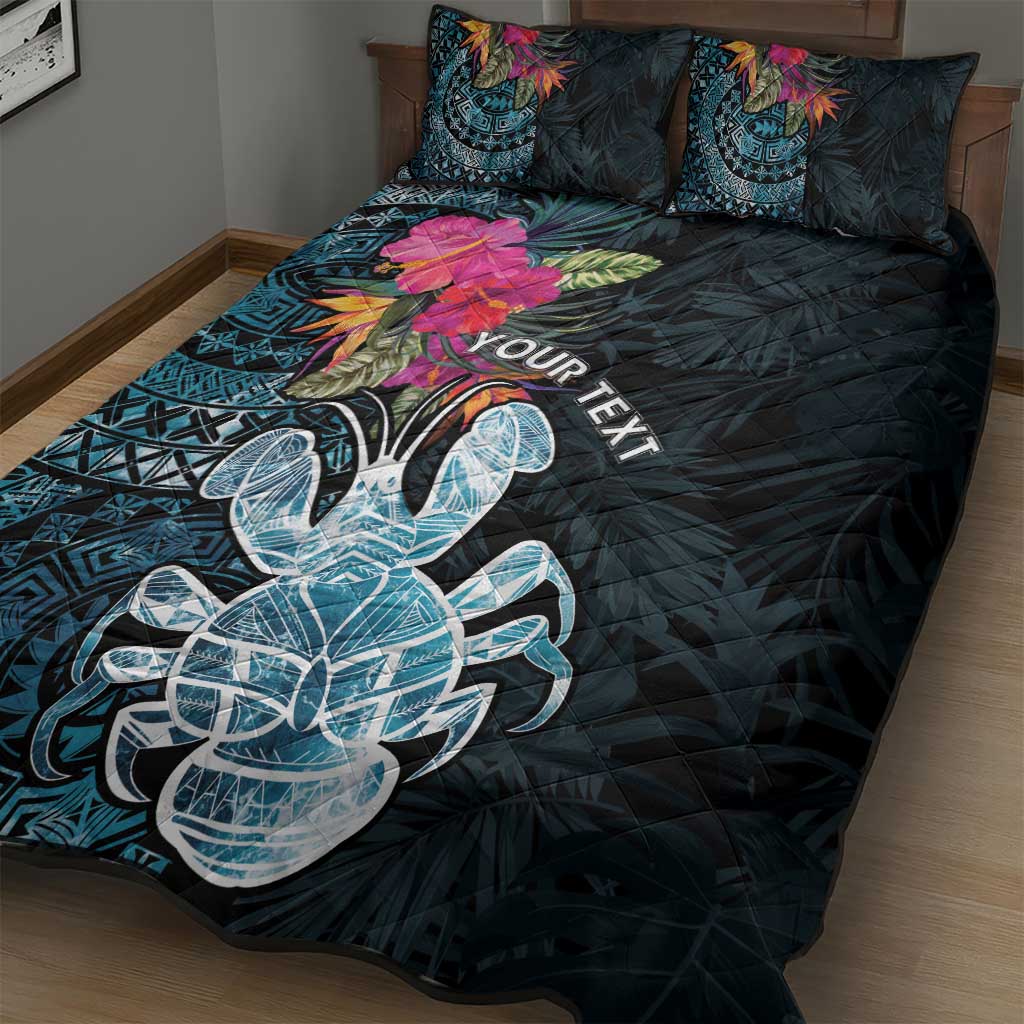 Niue Personalised Quilt Bed Set Hiapo Mix Coconut Crab LT7 - Polynesian Pride