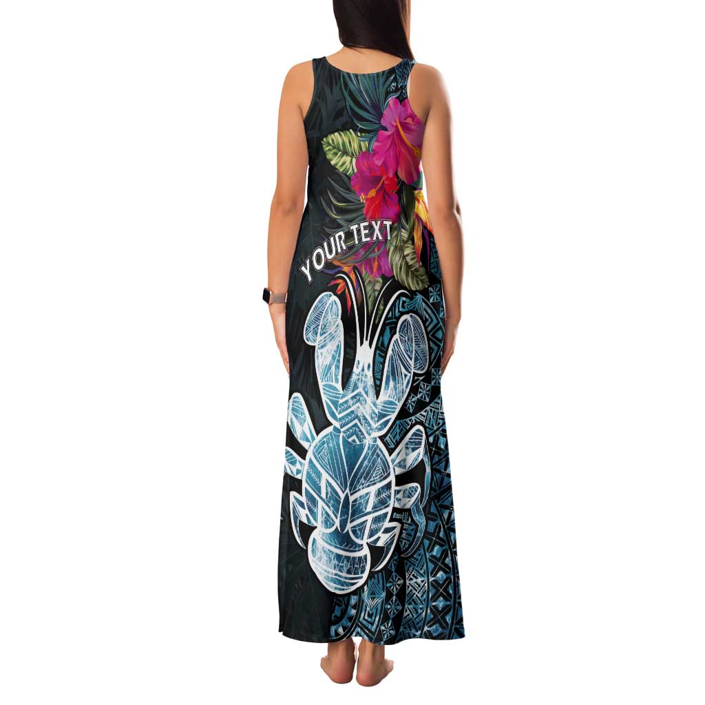 Niue Personalised Tank Maxi Dress Hiapo Mix Coconut Crab LT7 - Polynesian Pride