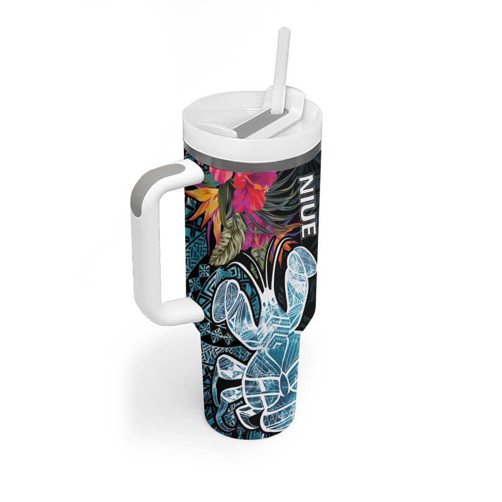 Niue Tumbler With Handle Hiapo Mix Coconut Crab LT7 - Polynesian Pride