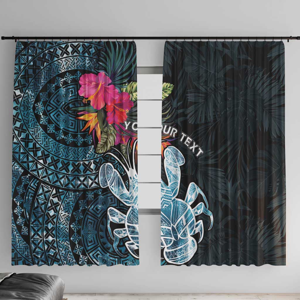 Niue Personalised Window Curtain Hiapo Mix Coconut Crab LT7 With Hooks Art - Polynesian Pride