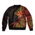 Niue Fakaalofa Atu Personalised Bomber Jacket Whale Hiapo Fiery Motif