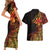 Niue Fakaalofa Atu Personalised Couples Matching Short Sleeve Bodycon Dress and Hawaiian Shirt Whale Hiapo Fiery Motif